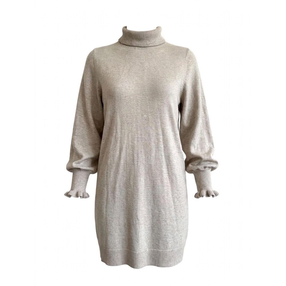 LC Lauren Conrad Neutral Tan Turtleneck Sweater Mini Dress L